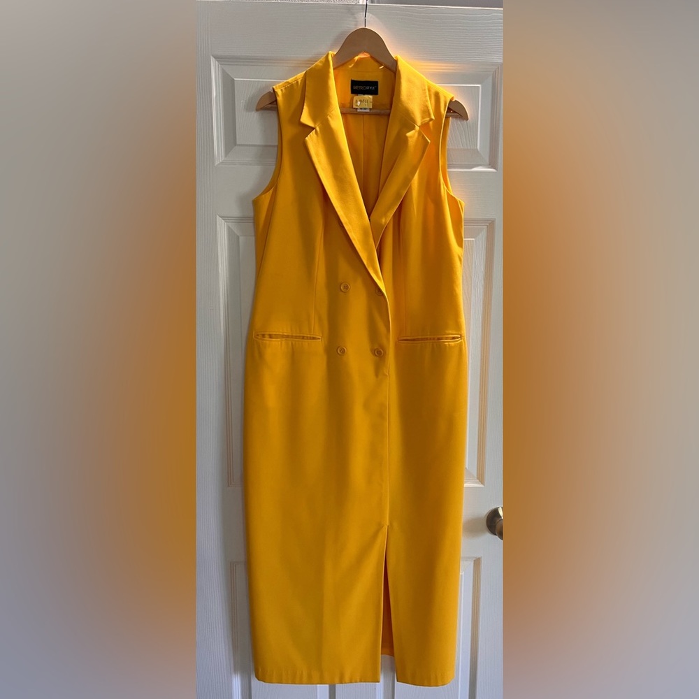 Vintage Style Vest Dress - Double Breasted Tuxedo Vest Dress with Split